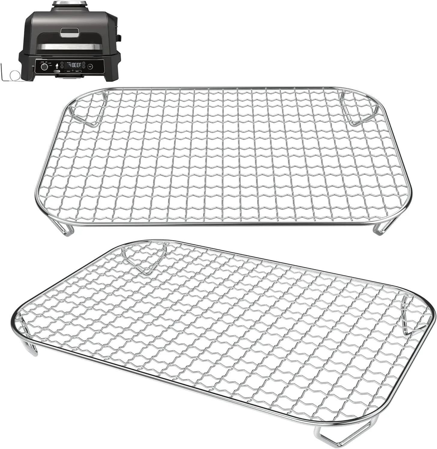 Smoke Rack Set for Ninja Woodfire Outdoor OG700 Series, Stainless Steel Rack for Ninja XSKGRDPLT Woodfire OG701 OG751 Grill Air Fryer Accessories