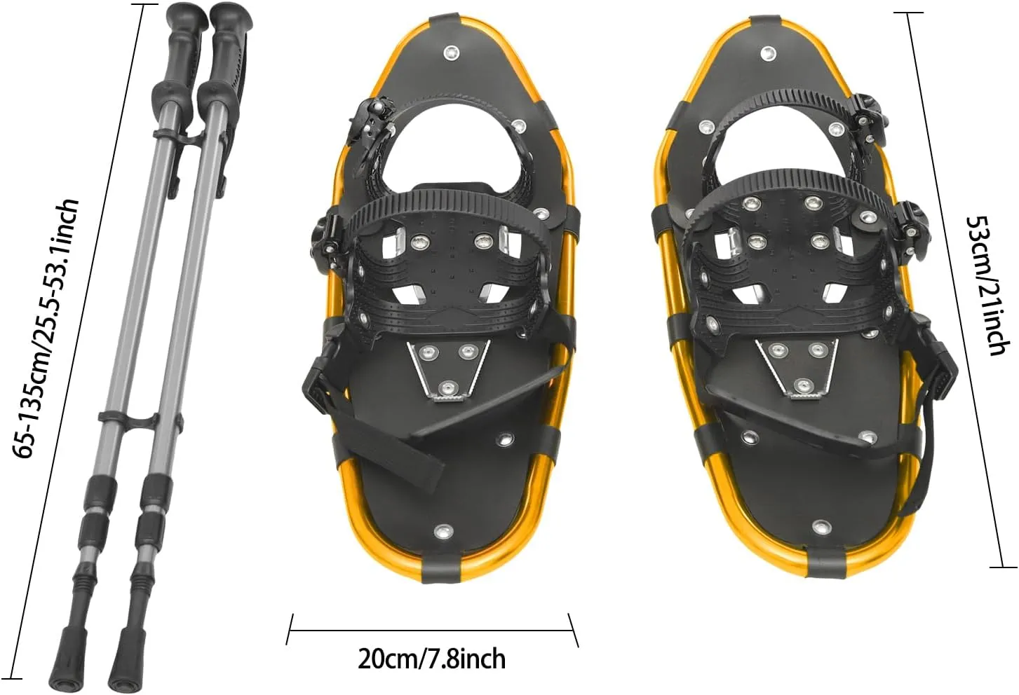 Snow Shoes for Women, Men, Youth, Kids, Light Aluminum Weight Snowshoes with Adjustable Trekking Poles, Carrying Bag, Serrated Claws for Skiing and Snow Trekking