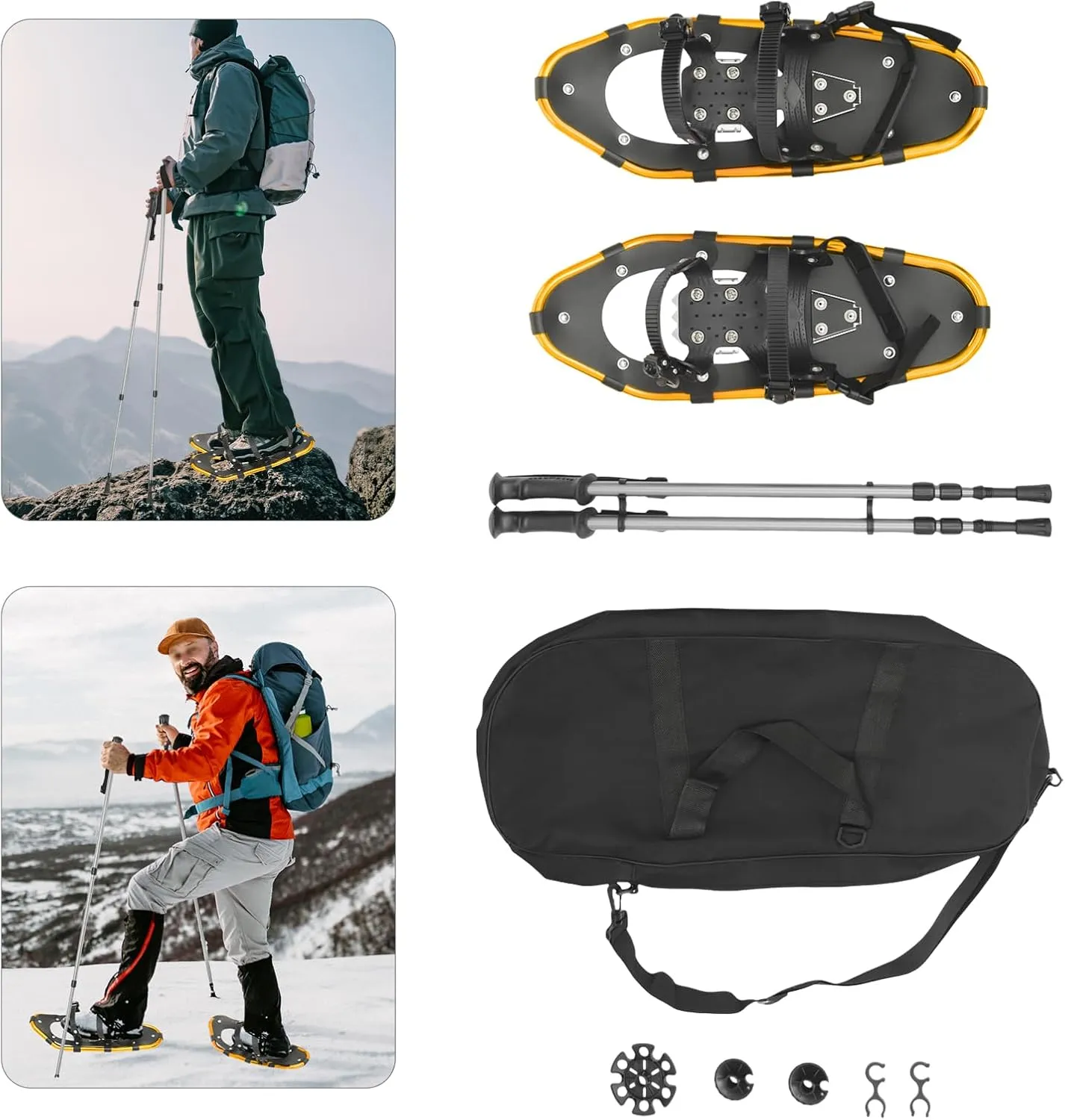 Snow Shoes for Women, Men, Youth, Kids, Light Aluminum Weight Snowshoes with Adjustable Trekking Poles, Carrying Bag, Serrated Claws for Skiing and Snow Trekking