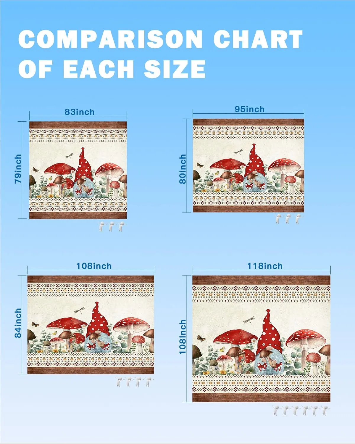 Southwest Beach Blanket Large with Stakes Waterproof Sandproof Beach Mat with Corner Pockets for Outdoor Travel Camping Hiking Picnic Essentials,Mushroom Bohomain Gnomes Butter-fly Eucalyptus 95"x80"