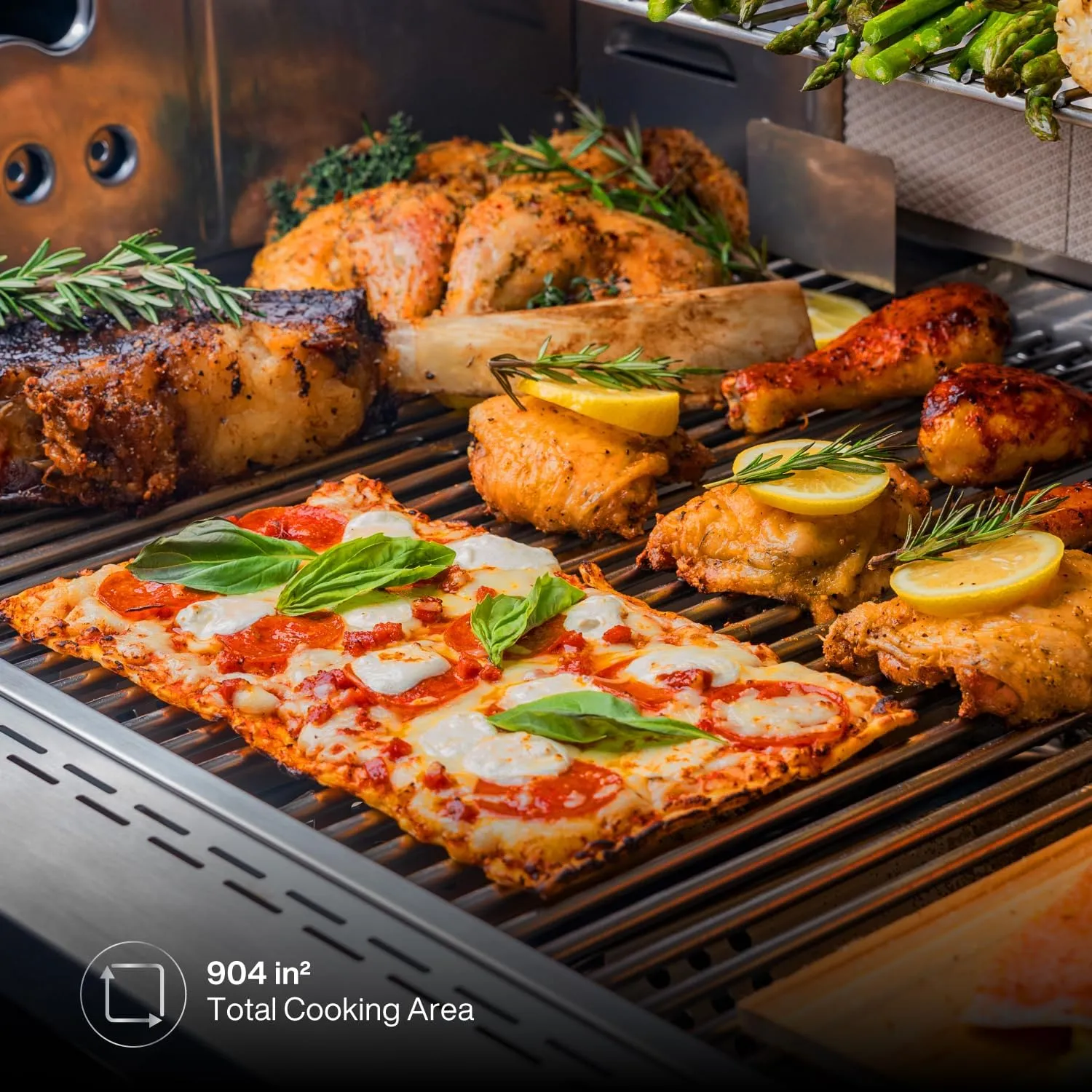 Spire Premium 6 Burner Built In Gas Grill Island Head, Stainless Steel 36 Inch Propane Grill with Rear Burner, 73,000 BTUs, 904 SQ In Racks with Dual Fuel Compatibility - 740-0781P