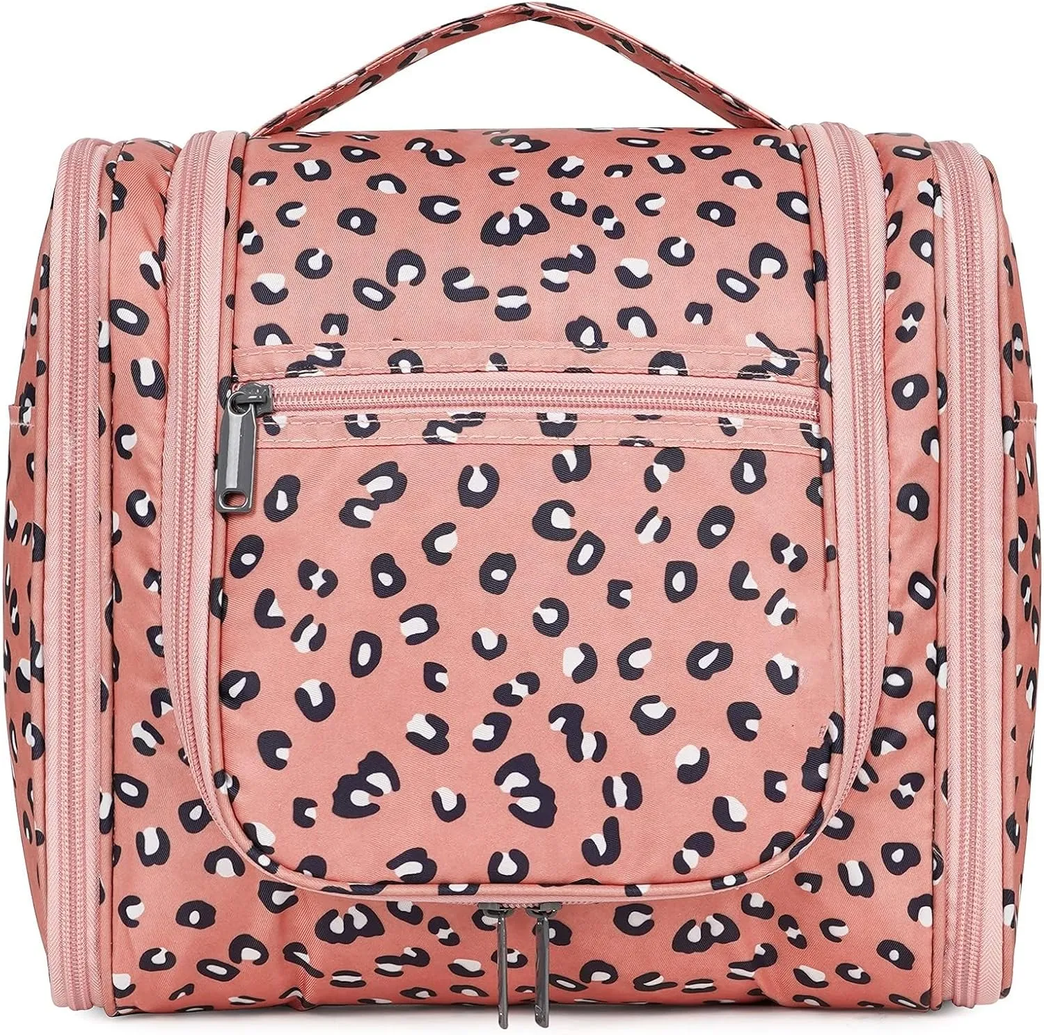 sportsnew Large Capacity Hanging Toiletry Bag Multifunctional Travel Full Size Makeup Organizer For Women Cosmetics Bag With Hook (Leopard)