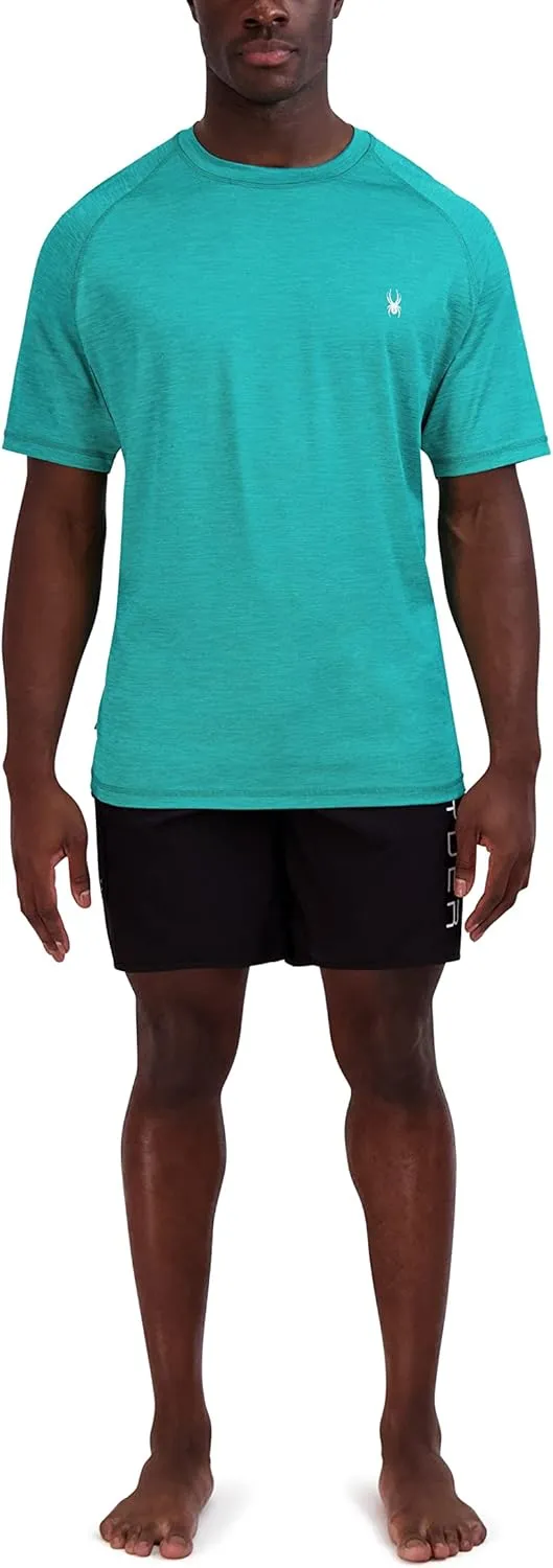 Spyder Men's Short Sleeve Rashguard – UPF , Quick-Dry, Swim Shirt, Surfing, Hiking, Workout