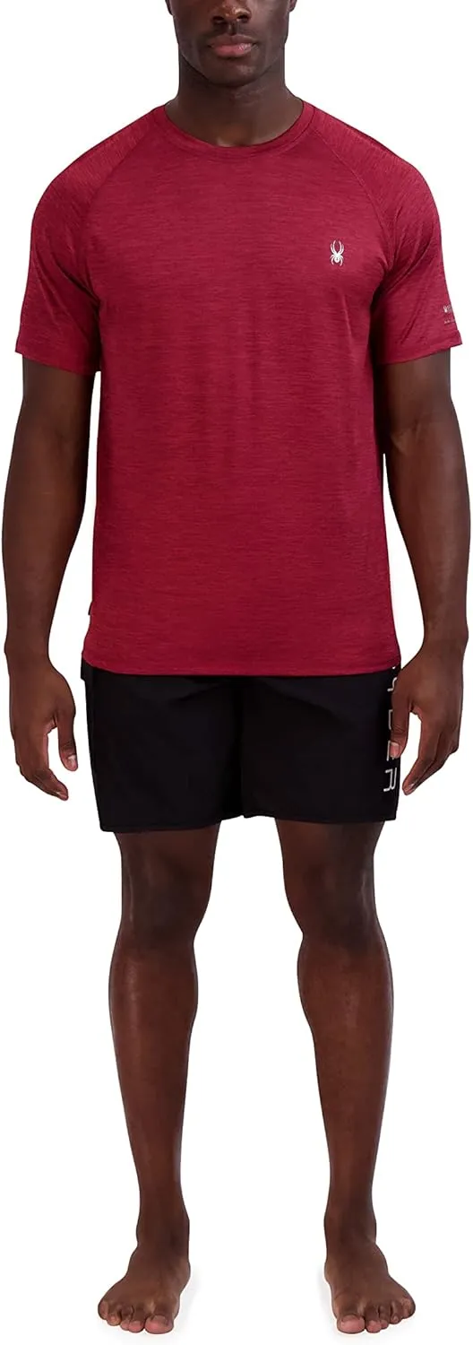 Spyder Men's Short Sleeve Rashguard – UPF , Quick-Dry, Swim Shirt, Surfing, Hiking, Workout