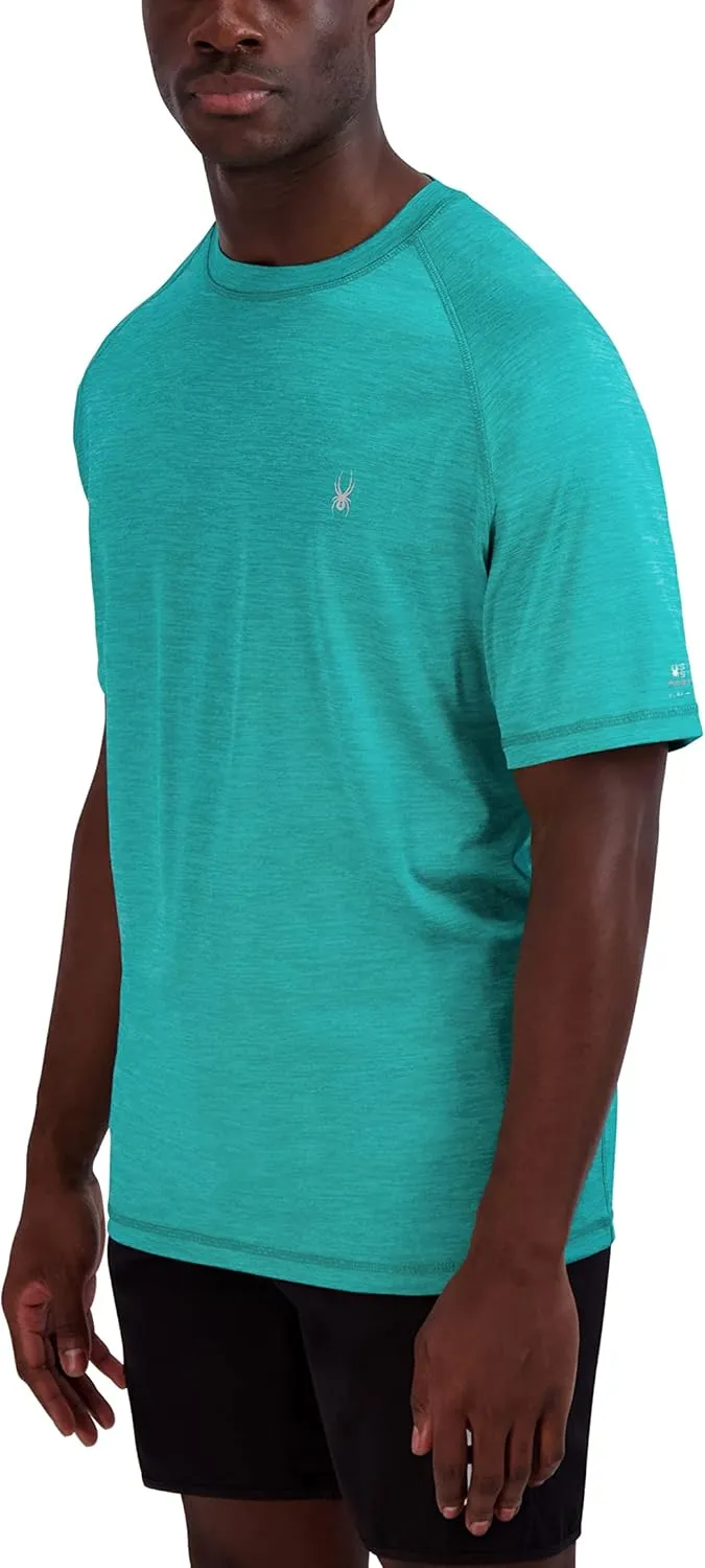 Spyder Men's Short Sleeve Rashguard – UPF , Quick-Dry, Swim Shirt, Surfing, Hiking, Workout