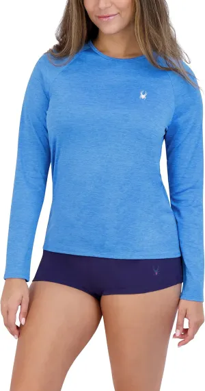 Spyder Women's Standard Long Sleeve Rashguard – Quick-Dry, UPF , Swim Shirt, Beach, Surfing, Hiking, Gym, Yoga, Blue, Small