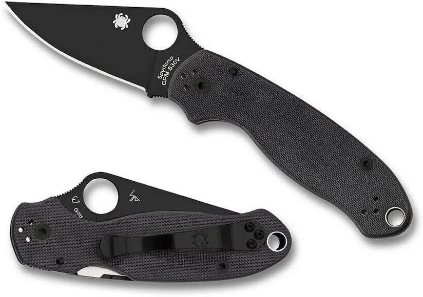Spyderco Para 3 Signature Folding Utility Pocket Knife with 2.95" Black CPM S45VN Steel Blade and G-10 Handle - Everyday Carry - PlainEdge - C223GPBK