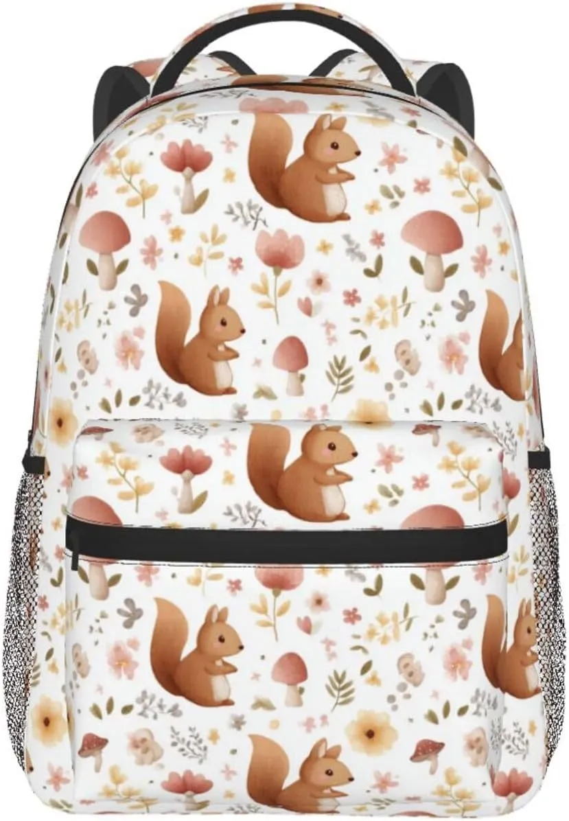 Squirrel, Flowers, Mushrooms Casual Backpack For Trekking Men/Male Men/Male