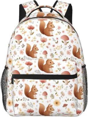 Squirrel, Flowers, Mushrooms Casual Backpack For Trekking Men/Male Men/Male