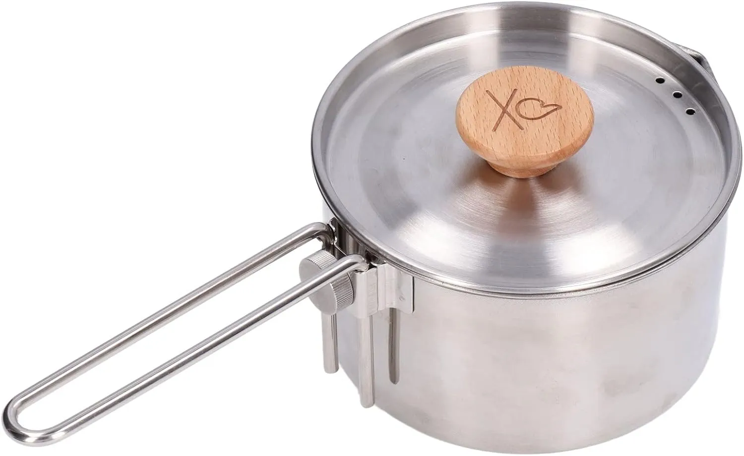 Stainless Steel Camping Pot Portable Outdoor Tea Coffee Pot with Detachable Handle for Camping Hiking Picnic