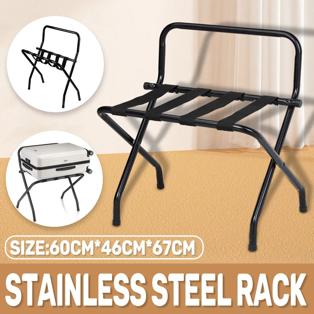 Stainless Steel Foldable Luggage Rack Portable Storage Stand for Suitcase Travel