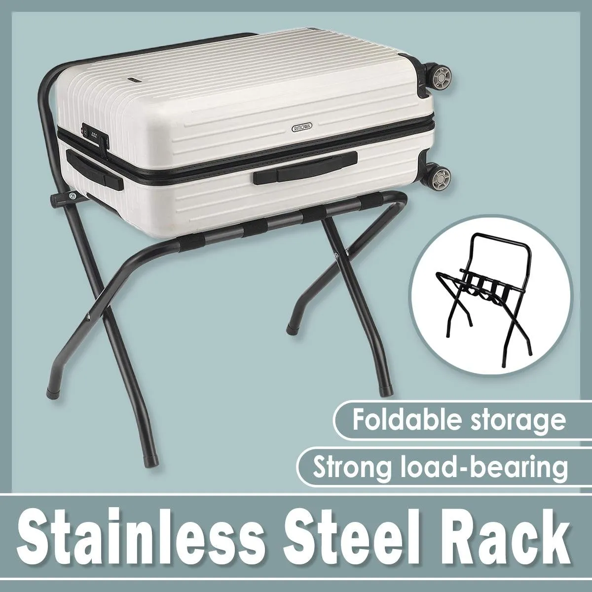 Stainless Steel Foldable Luggage Rack Portable Storage Stand for Suitcase Travel