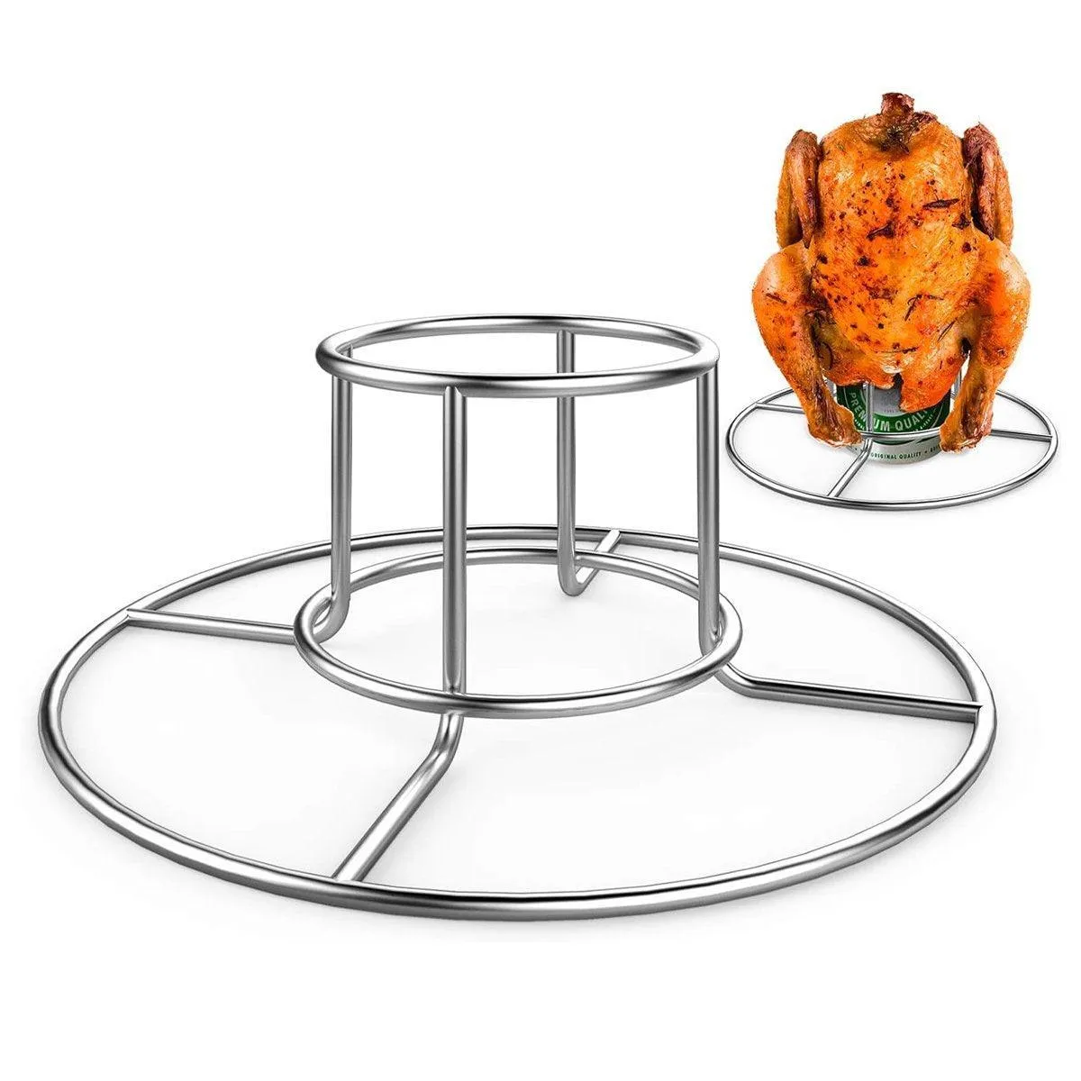 Stainless Steel Folding Chicken Roaster Rack BBQ Grill Stand Tool Holder Cooking