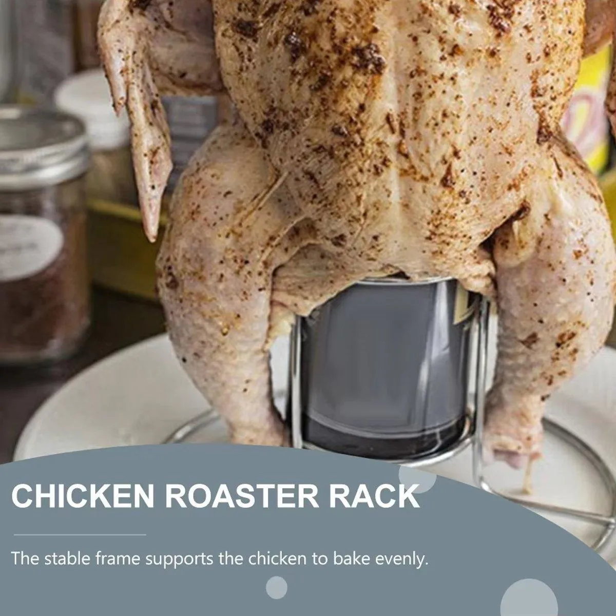 Stainless Steel Folding Chicken Roaster Rack BBQ Grill Stand Tool Holder Cooking