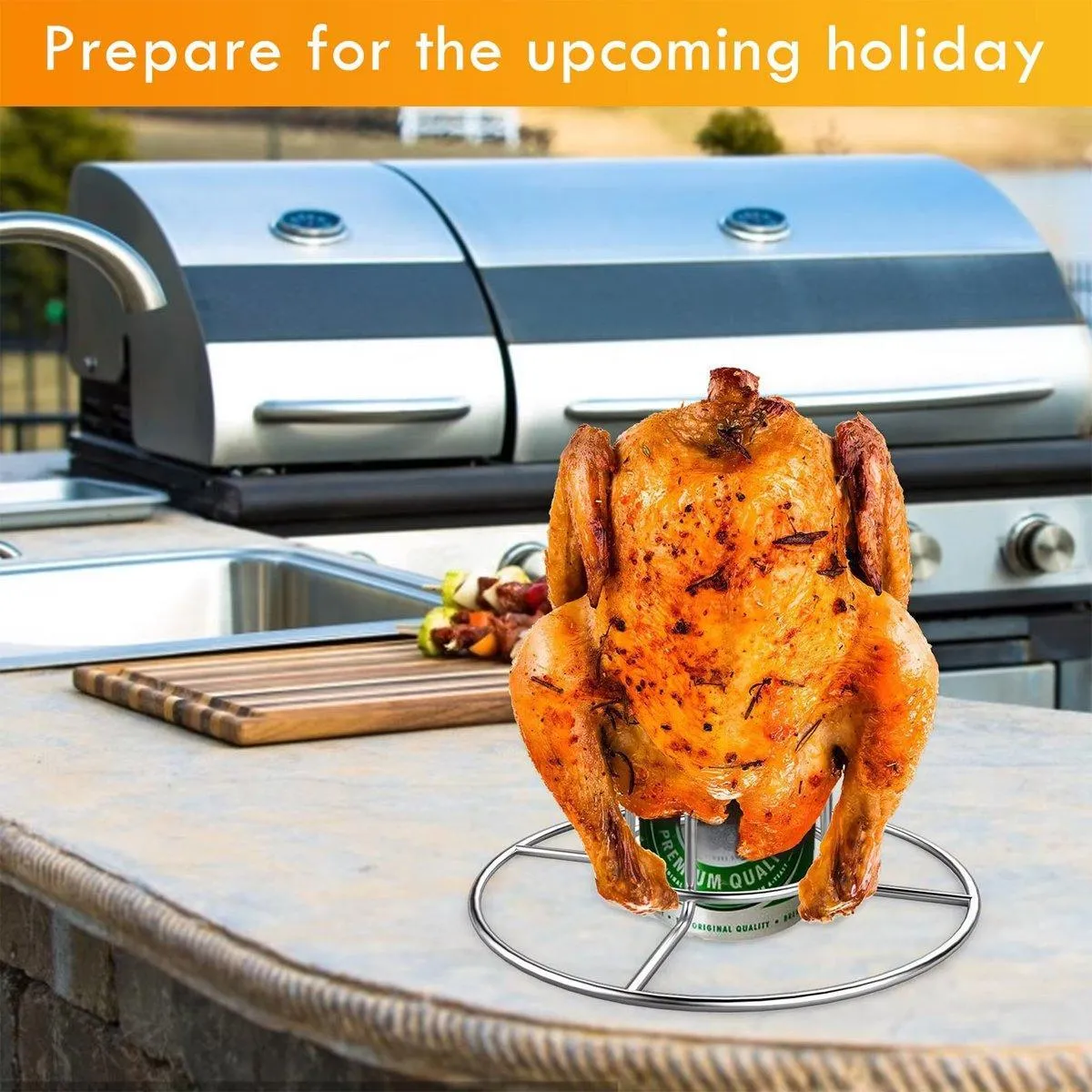 Stainless Steel Folding Chicken Roaster Rack BBQ Grill Stand Tool Holder Cooking