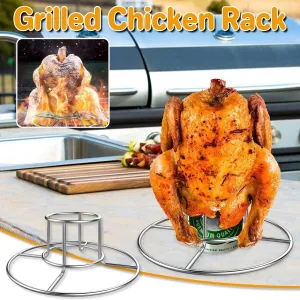 Stainless Steel Folding Chicken Roaster Rack BBQ Grill Stand Tool Holder Cooking