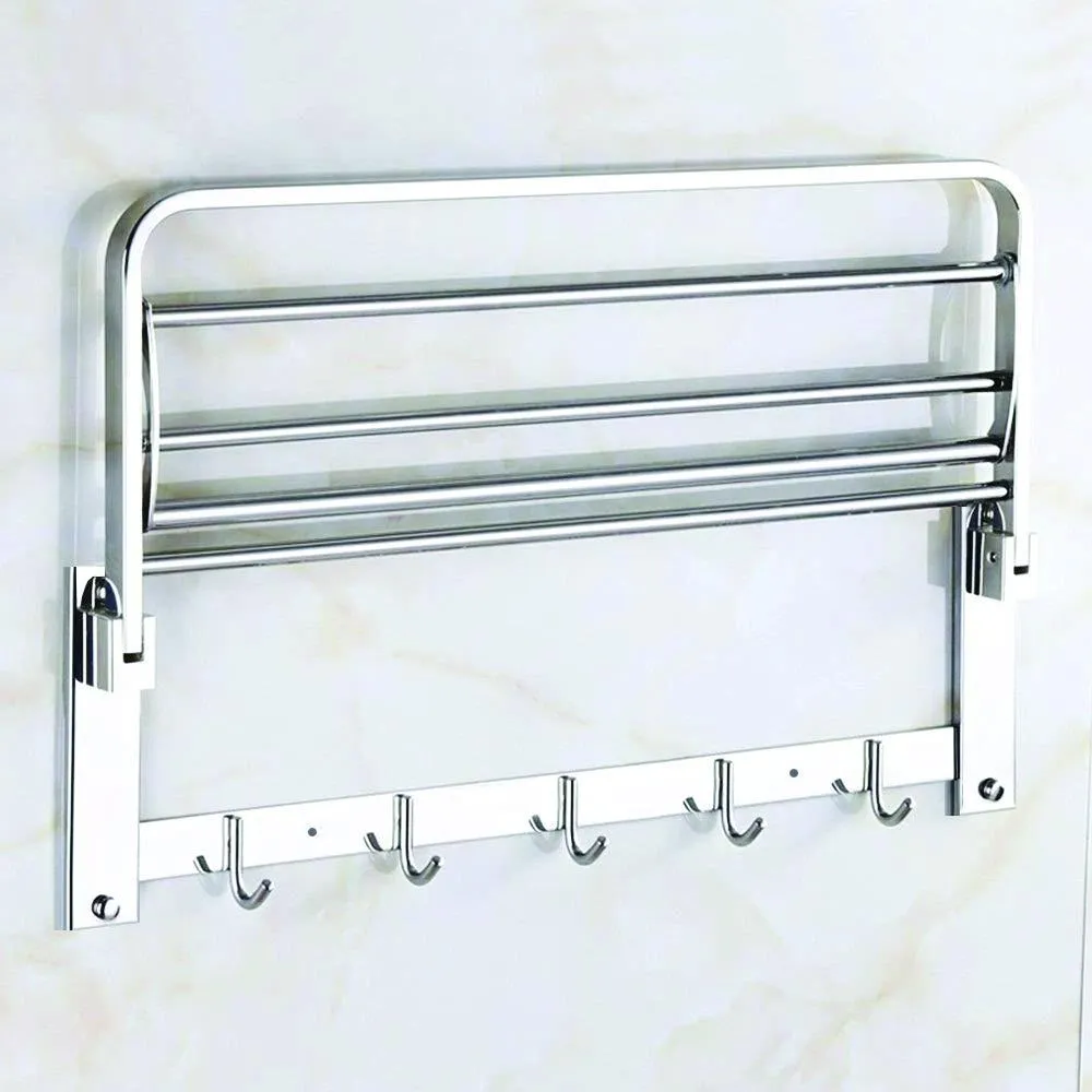 Stainless Steel Folding Towel Rack, 18 Inch Towel Bar