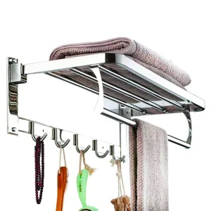Stainless Steel Folding Towel Rack, 18 Inch Towel Bar
