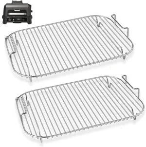 Stainless Steel Rack Fits for Ninja XSKRSTRKXL Woodfire OG800 OG900 Series, Roast Smoke Grill for Ninja OG850 OG951 Woodfire Pro XL Outdoor Grill Accessories, Dishwasher Safe, 2 Pack