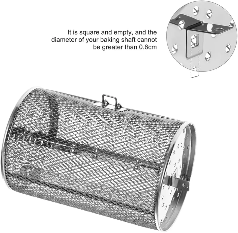 Stainless Steel Rotisserie Basket - Multifunctional Rotating Air Fryer Basket, Grill Roaster Drum for Air Fryer, Oven & BBQ, Ideal for Peanut, Dried Nuts & Coffee Beans