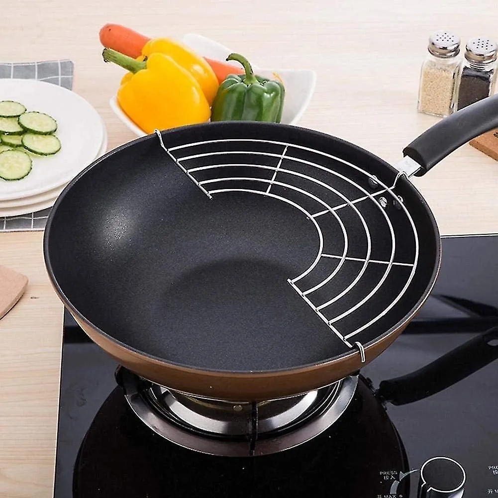 Stainless Steel Shelves Rack Kitchen Wok Frying Pan Grill Pan Drainer for