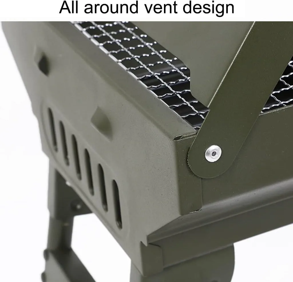 Stainless Steel Small Charcoal Grill, Portable Folding BBQ Grill Set,for Outdoor Cooking Camping Hiking Picnics (Red 42 * 29 * 37cm)