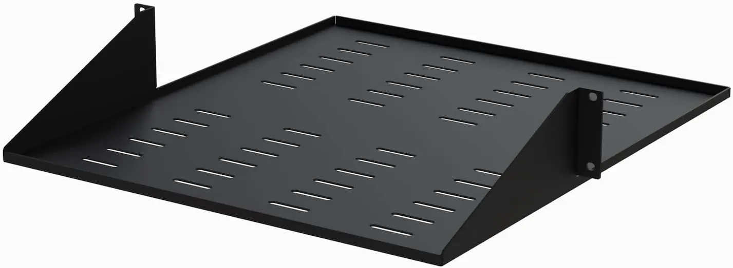 StarTech.com 2-Post Server Rack Shelf - Center Mount - 19 Inch -2U - Black - Supports up to 75 lb. (34 kg) - Vented (CABSHF2POSTV2)