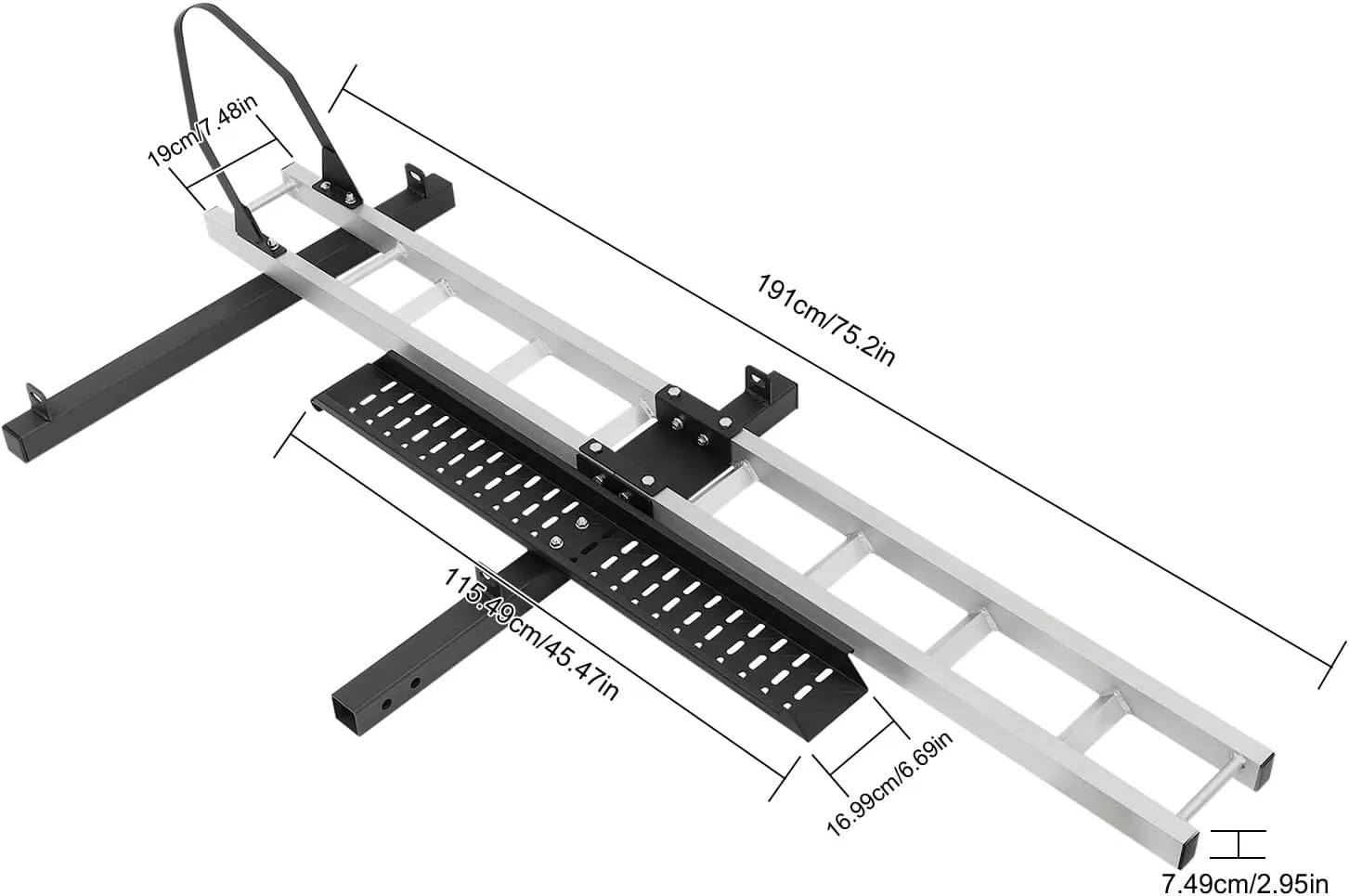 Steel Motorcycle Scooter Dirt Bike Carrier Hauler - Anti Tilt Hitch Mount Rack Ramp - Heavy Duty Motorcycle Mount for Trailer (400LBS with Straps Tire Limiter)