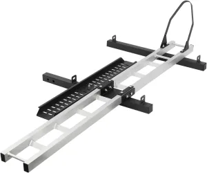 Steel Motorcycle Scooter Dirt Bike Carrier Hauler - Anti Tilt Hitch Mount Rack Ramp - Heavy Duty Motorcycle Mount for Trailer (400LBS with Straps Tire Limiter)