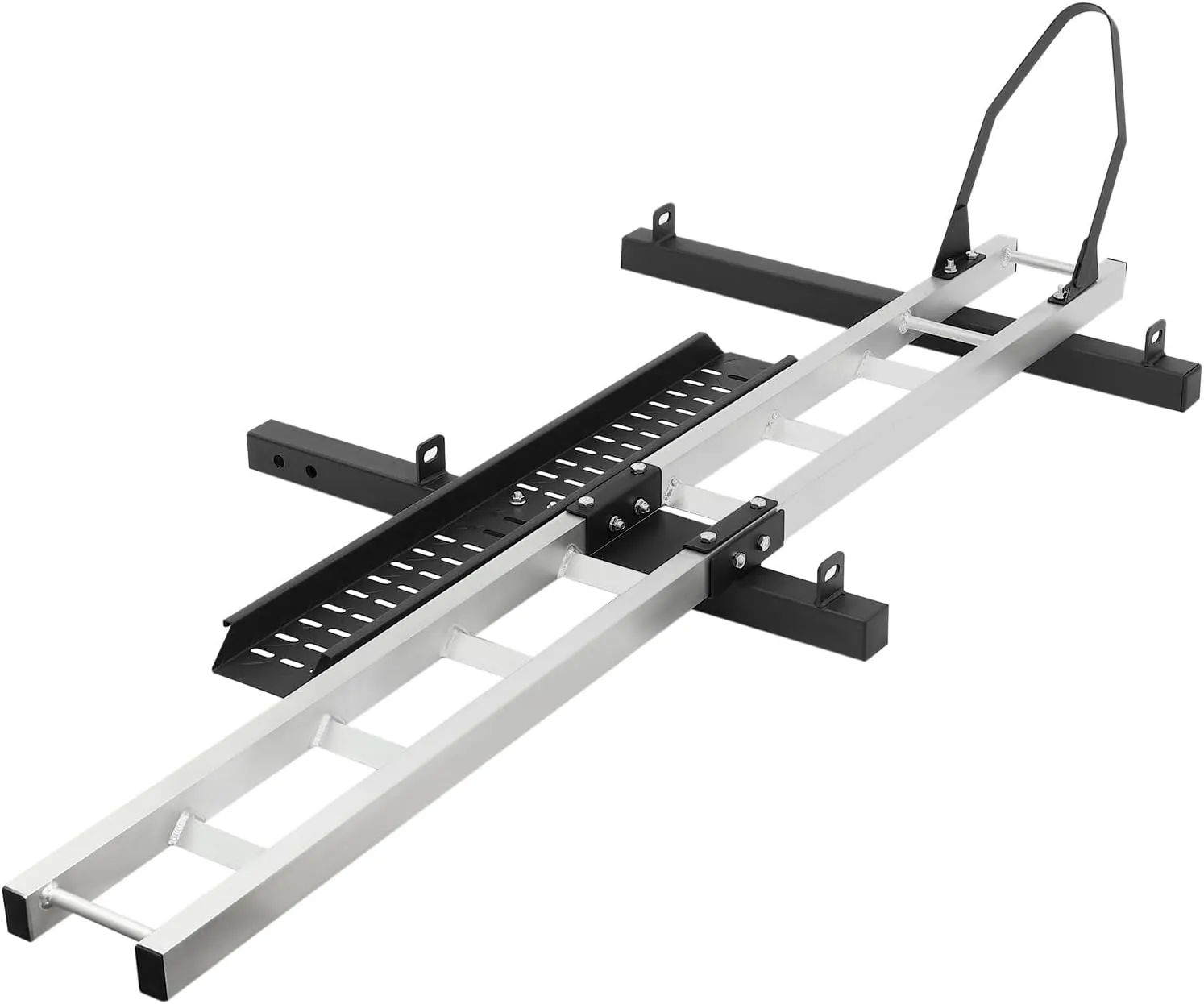Steel Motorcycle Scooter Dirt Bike Carrier Hauler - Anti Tilt Hitch Mount Rack Ramp - Heavy Duty Motorcycle Mount for Trailer (400LBS with Straps Tire Limiter)