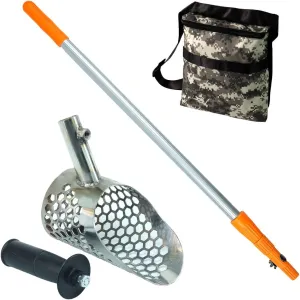 Stingray 6 in x 3.5 in Stainless Metal Detector Sand Scoop w/Dune Handle and Finds Pouch