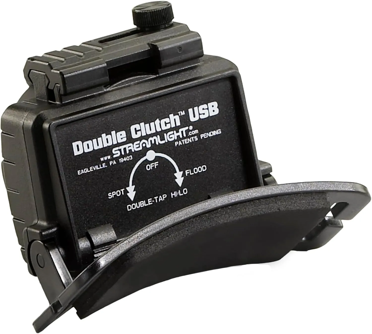 Streamlight 61603 Double Clutch USB 125-Lumen Multi-Fuel LED Headlamp with 120V AC Charging System, Elastic Head Strap, Rubber Hard Hat Strap, and USB Cable, Black