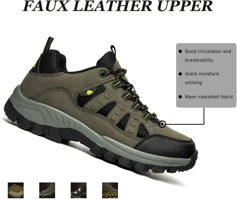 Succttssful Mens Hiking Shoes Waterproof Lightweight Outdoor Low-Top Climbing Shoes for Trekking Training Mountaineer Camping Trail
