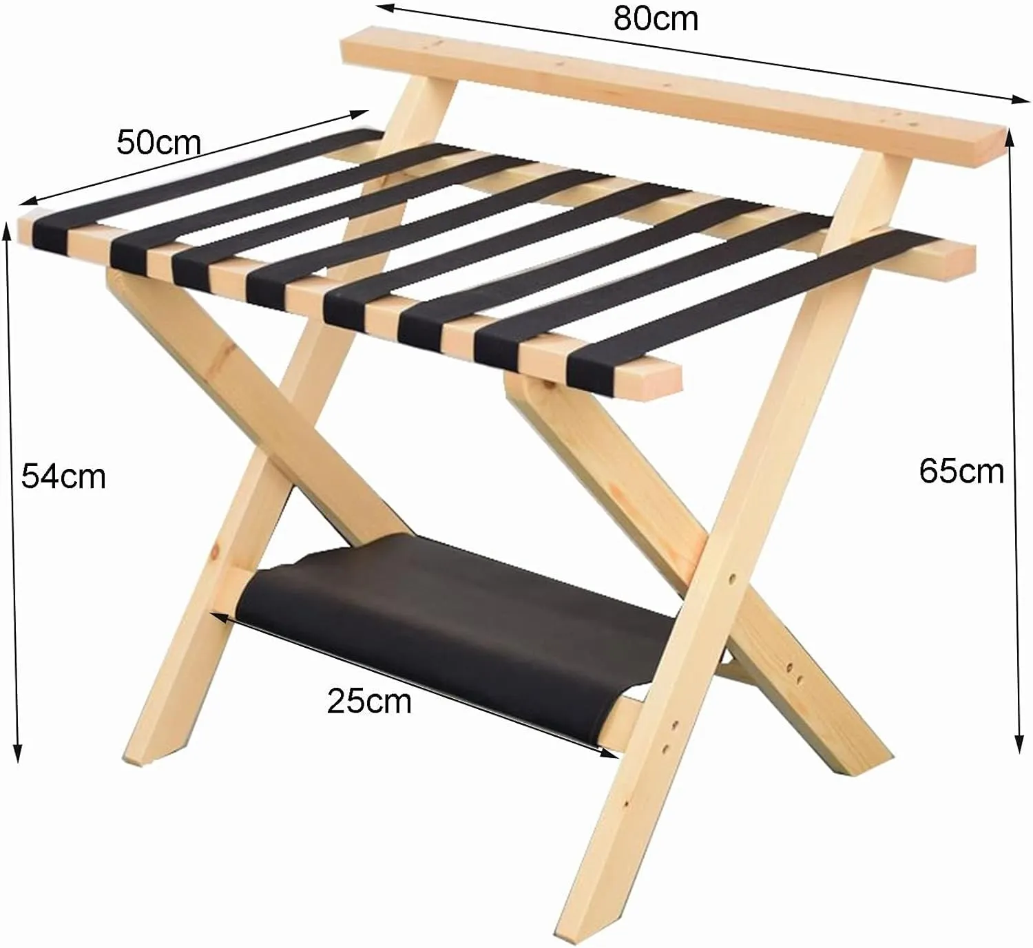 Suitcase Stand for Guest Room - Luggage Rack, Solid Wood Travel Bag Organizer, Hotel/Bedroom/Guest Room, Double Layer Luggage Rack with Backrest, Home Hotel Foldable Suitcase Rack,Red-1pcs
