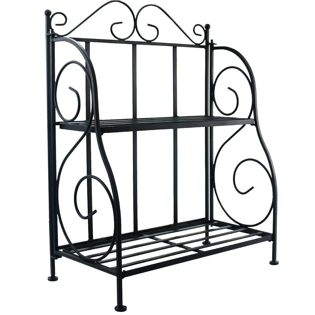 Sunnyglade Spice Rack, 2-Tier Foldable Shelf Rack Kitchen Bathroom Countertop, 2-Tier Standing Storage Organizer Spice Jars Bottle Shelf Holder Rack -Black
