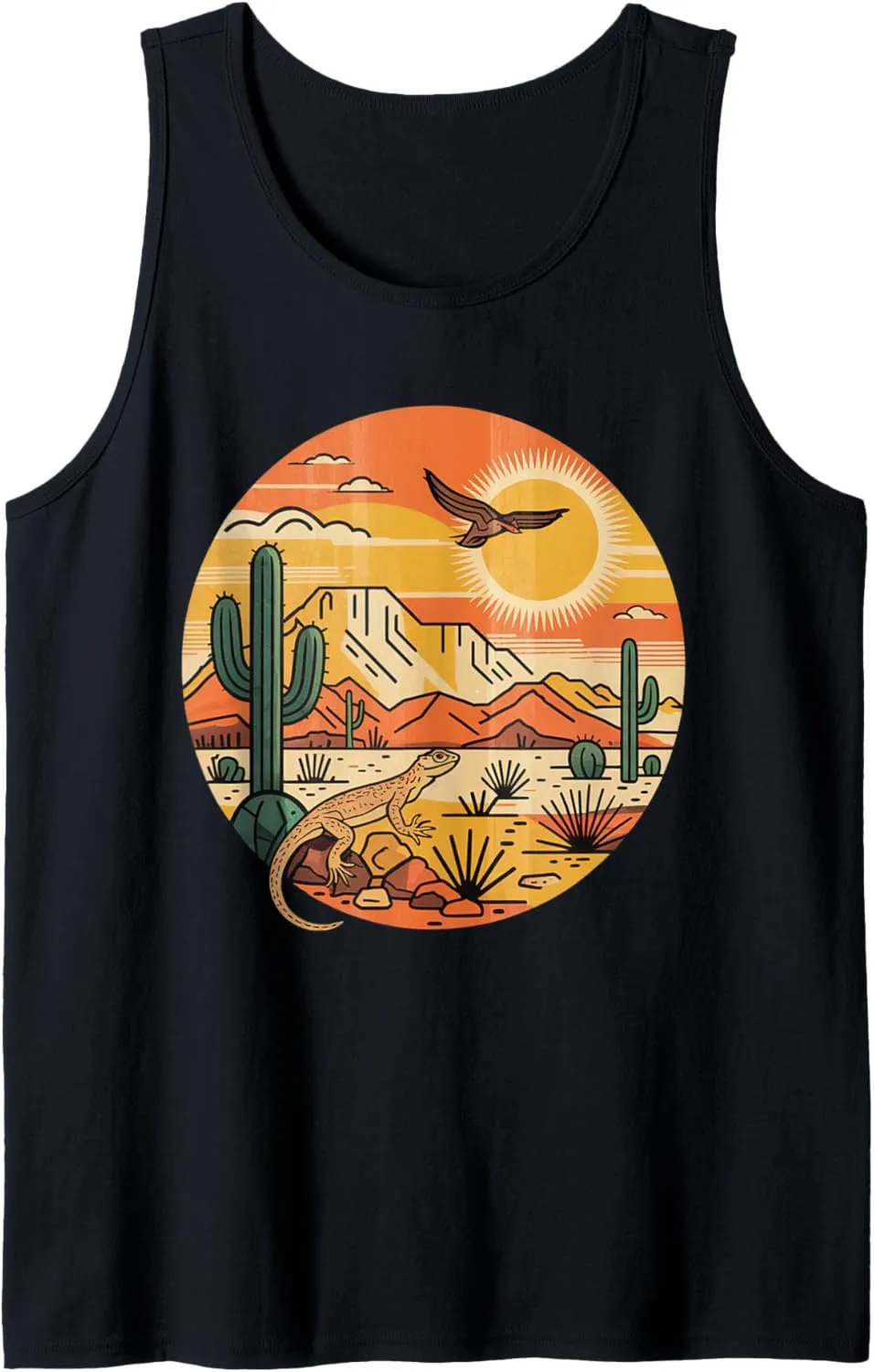 Sunrise Mountain Nature Retro Hiking Outdoors Cactus Desert Tank Top