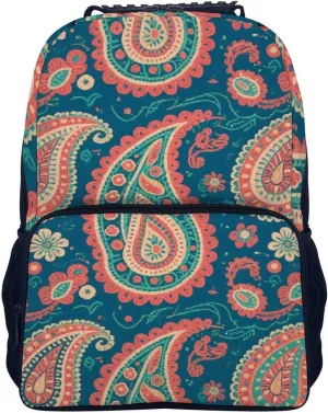 Supdreamc Adults Lightweight Colorful Flowers Leaves Paisley Art Rucksacks Large Capacity Bookbag With Adjustable Shoulder Straps for Trekking Outdoors Bicycle