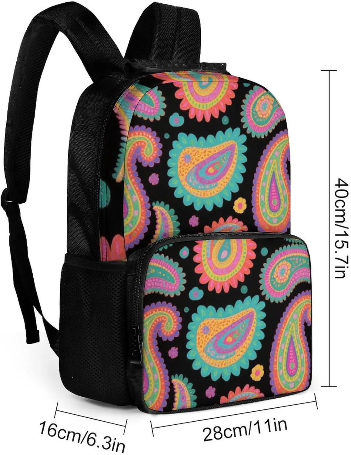 Supdreamc Adults Lightweight Colorful Flowers Leaves Paisley Art Shoulder Book Bags Big Capacity Shoulder Bag With Adjustable Shoulder Straps for Trekking Work Walking Cycling