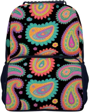 Supdreamc Adults Lightweight Colorful Flowers Leaves Paisley Art Shoulder Book Bags Big Capacity Shoulder Bag With Adjustable Shoulder Straps for Trekking Work Walking Cycling