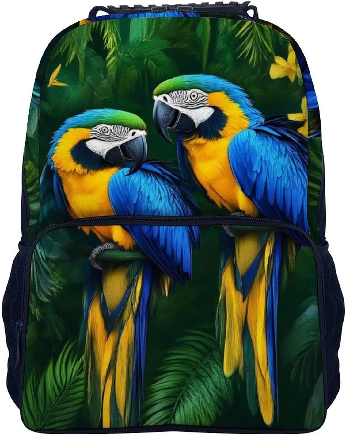 Supdreamc Adults Lightweight Parrots Art Rucksacks Large Capacity Bookbag With Adjustable Shoulder Straps for Trekking Outdoors Bicycle