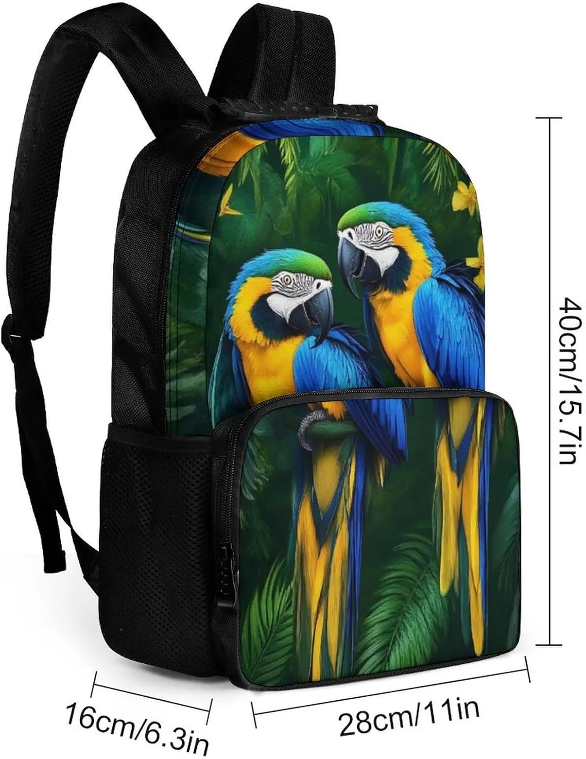 Supdreamc Adults Lightweight Parrots Art Rucksacks Large Capacity Bookbag With Adjustable Shoulder Straps for Trekking Outdoors Bicycle