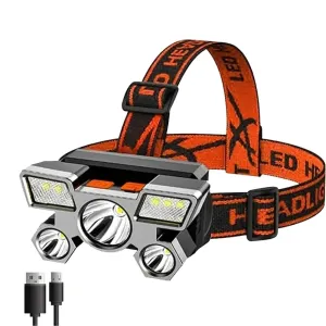 Super Bright Rechargeable LED Head Flashlight, Built-in 18650 Battery, Headlamp for Outdoor Camping, Fishing, and Adventure