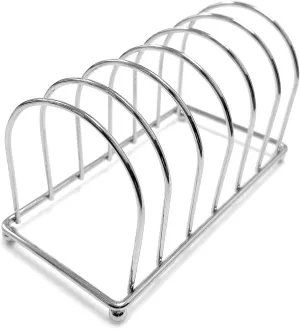 Supreme Housewares Toast Rack Stainless Steel Toast Holder Rack Round Ball Feet 6 Slice Slot Toast Rack Breakfast Carry Bread Loaf Slice Holder Stand Table Serving for Baking, Kitchen Supplies