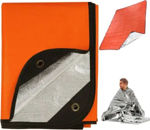 Survival Blanket, Multifunctional Reflective Tarp Insulate Blanket, 210x150cm Emergency Blanket for Car or Camping, Reusable Orange Space Shelter