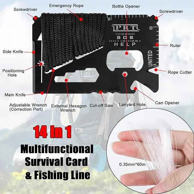 Survival Card Multitool Camping Fishing Tool with Fishing Line and Survival Credit Card Tools EDC Wallet Multifunctional Survival Tool for Outdoor Hunting Fishing Hiking