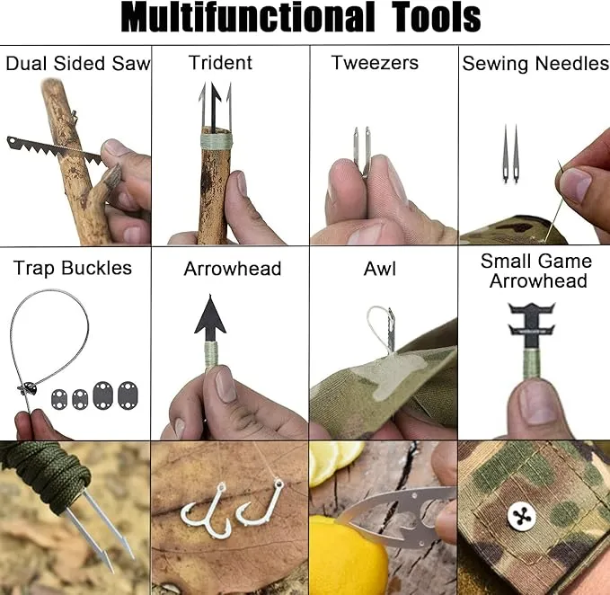 Survival Card Multitool Camping Fishing Tool with Fishing Line and Survival Credit Card Tools EDC Wallet Multifunctional Survival Tool for Outdoor Hunting Fishing Hiking
