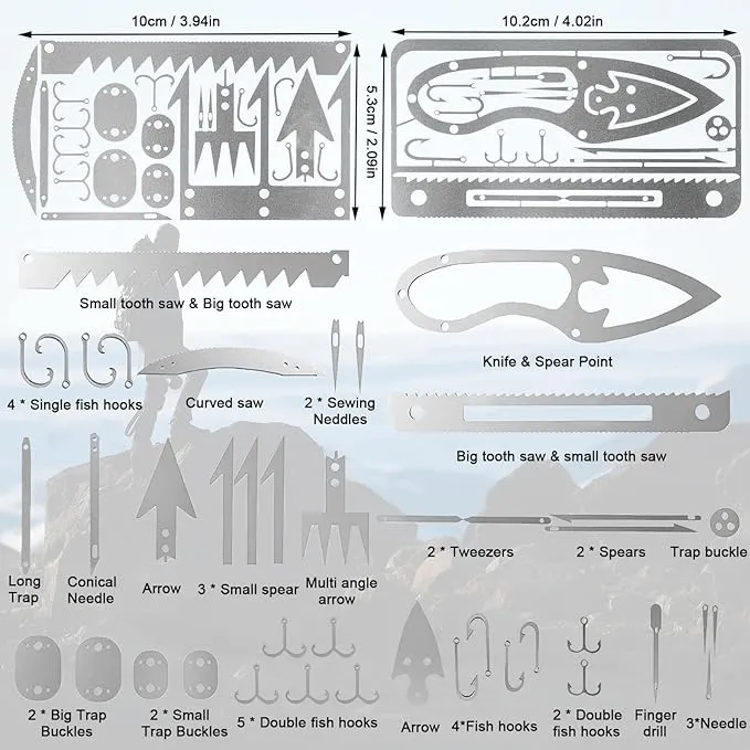 Survival Card Multitool Camping Fishing Tool with Fishing Line and Survival Credit Card Tools EDC Wallet Multifunctional Survival Tool for Outdoor Hunting Fishing Hiking