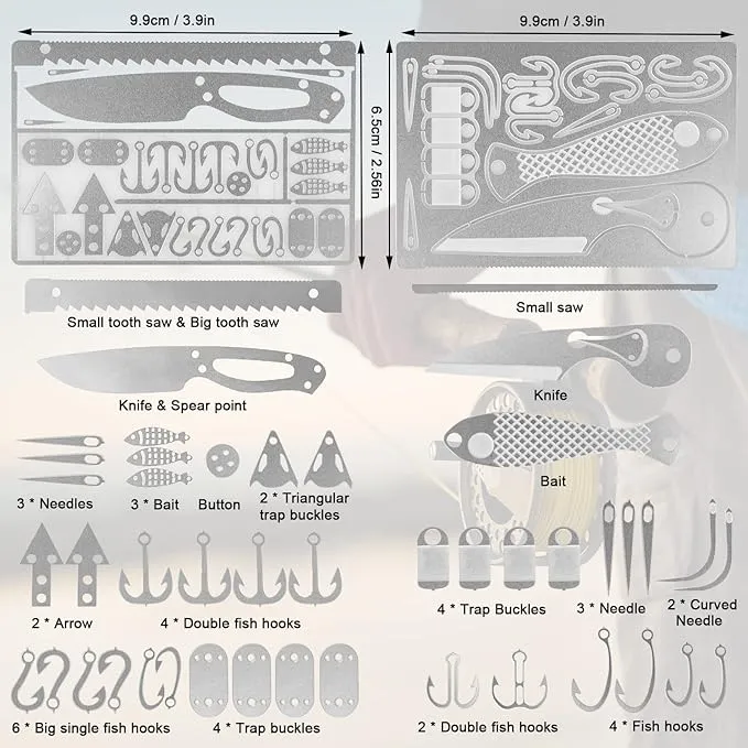 Survival Card Multitool Camping Fishing Tool with Fishing Line and Survival Credit Card Tools EDC Wallet Multifunctional Survival Tool for Outdoor Hunting Fishing Hiking