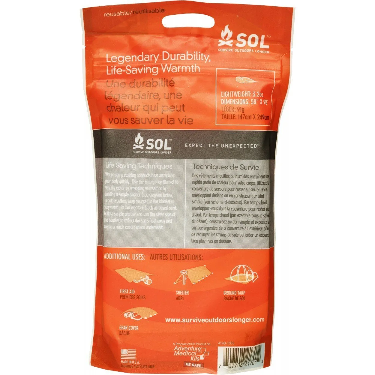 Survive Outdoors Longer SOL Survival Blanket