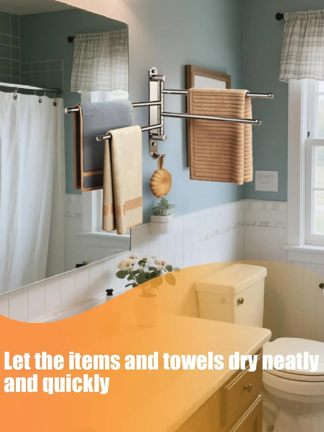 Swivel Towel Rack with Reinforced T-Joint, Thickened SUS304 Steel Rustproof Wall Mount，Towel Racks for Bathroom Wall Mounted，Suitable for Kitchen Towel Holder, Outdoor Towel Rack (4-Arms)